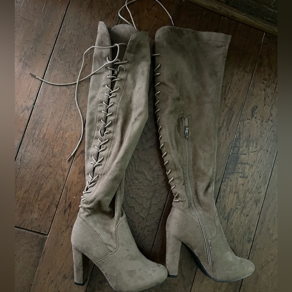 Taupe Thigh High Boots - Picture 3 of 3